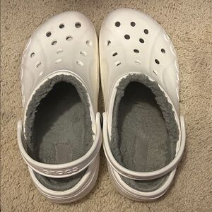 CROCS White Slippers with Gray Lining